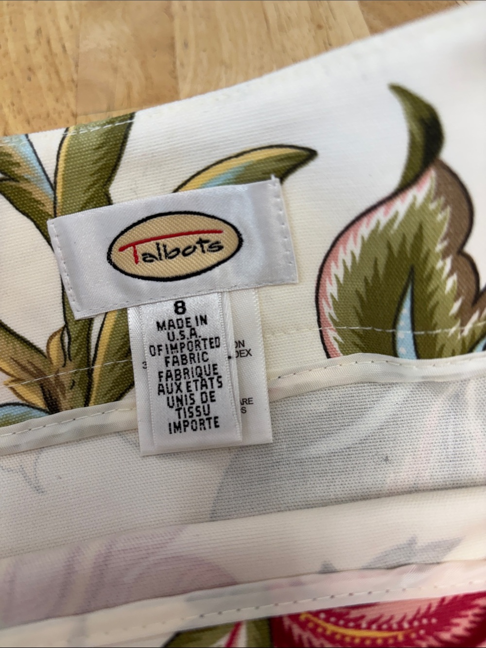 NWOT Talbots Vintage Cream A-Line Skirt with Pink, Yellow & Green Floral Print - Picture 2 of 6